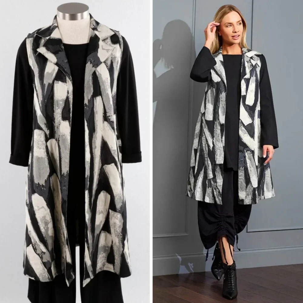 Bryn Walker Marcelina Stretch Jacquard Open Front Vest - Picture 2 of 12